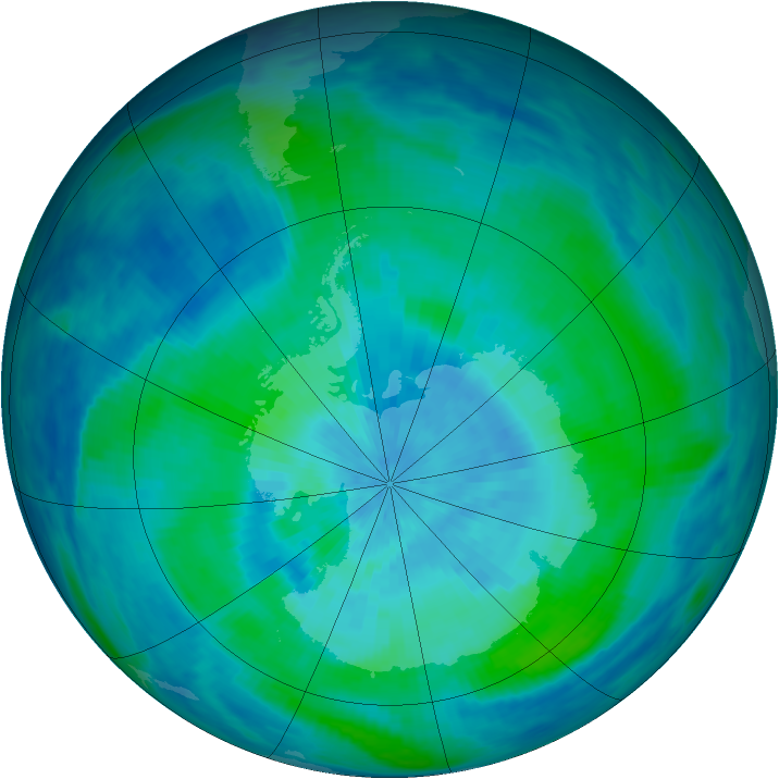 Antarctic ozone map for 08 March 1991
